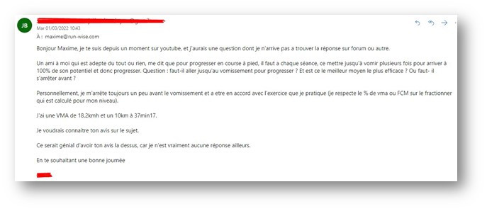 « Pour progresser, je dois vomir à l’entrainement »